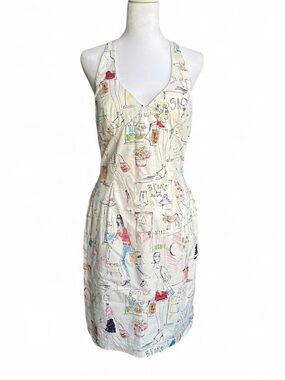 Lillie Rubin novelty print shopping chic cotton halter dress